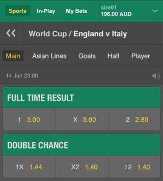 what does double chance mean on bet365