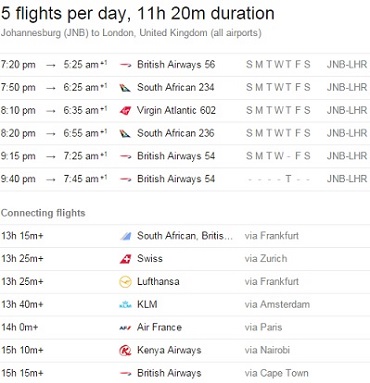 uk to south africa flight time