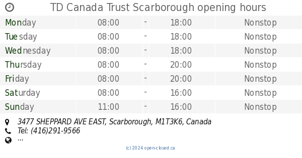 td bank hours in scarborough