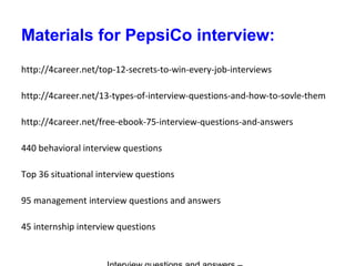 pepsico interview questions