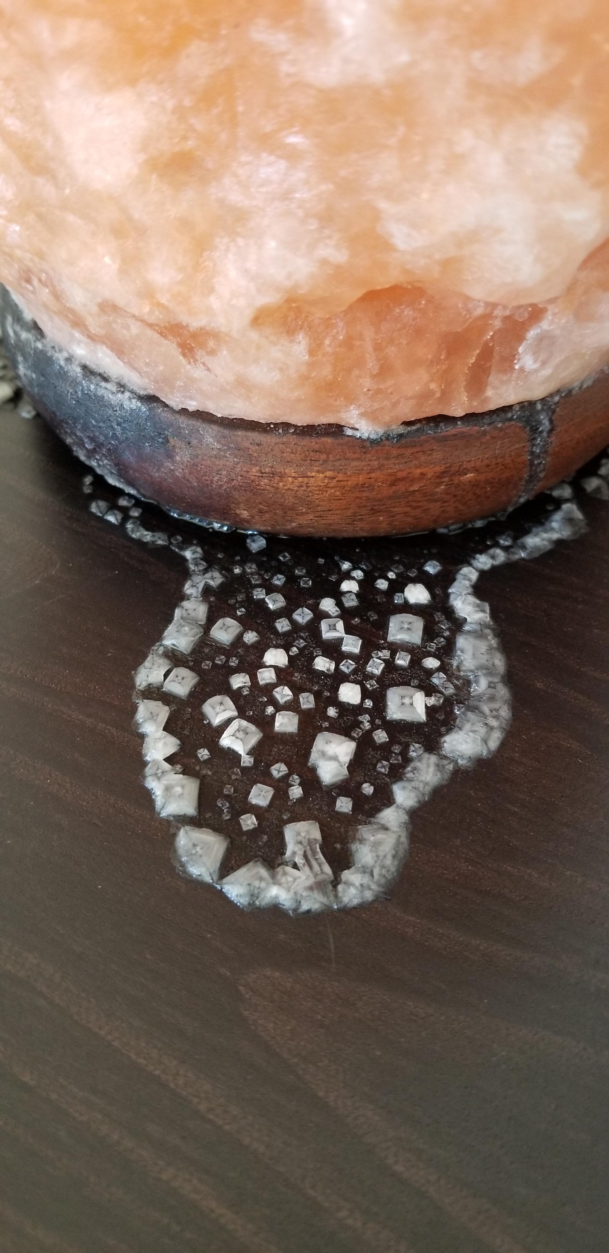 salt rock lamp leaking