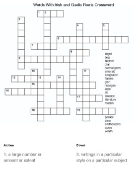 irish gaelic crossword