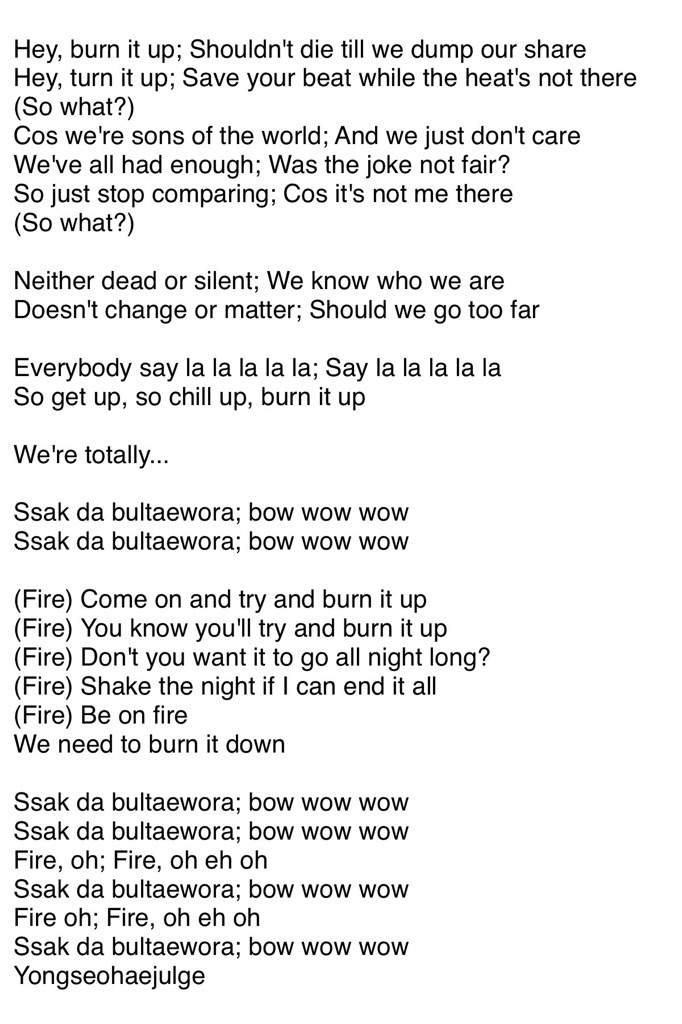 fire bts lyrics english