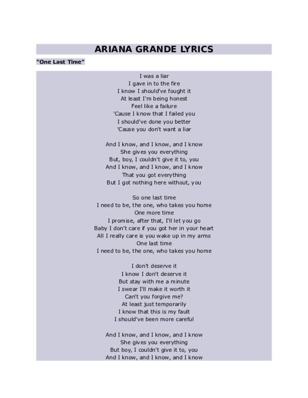 one last time ariana grande lyrics english