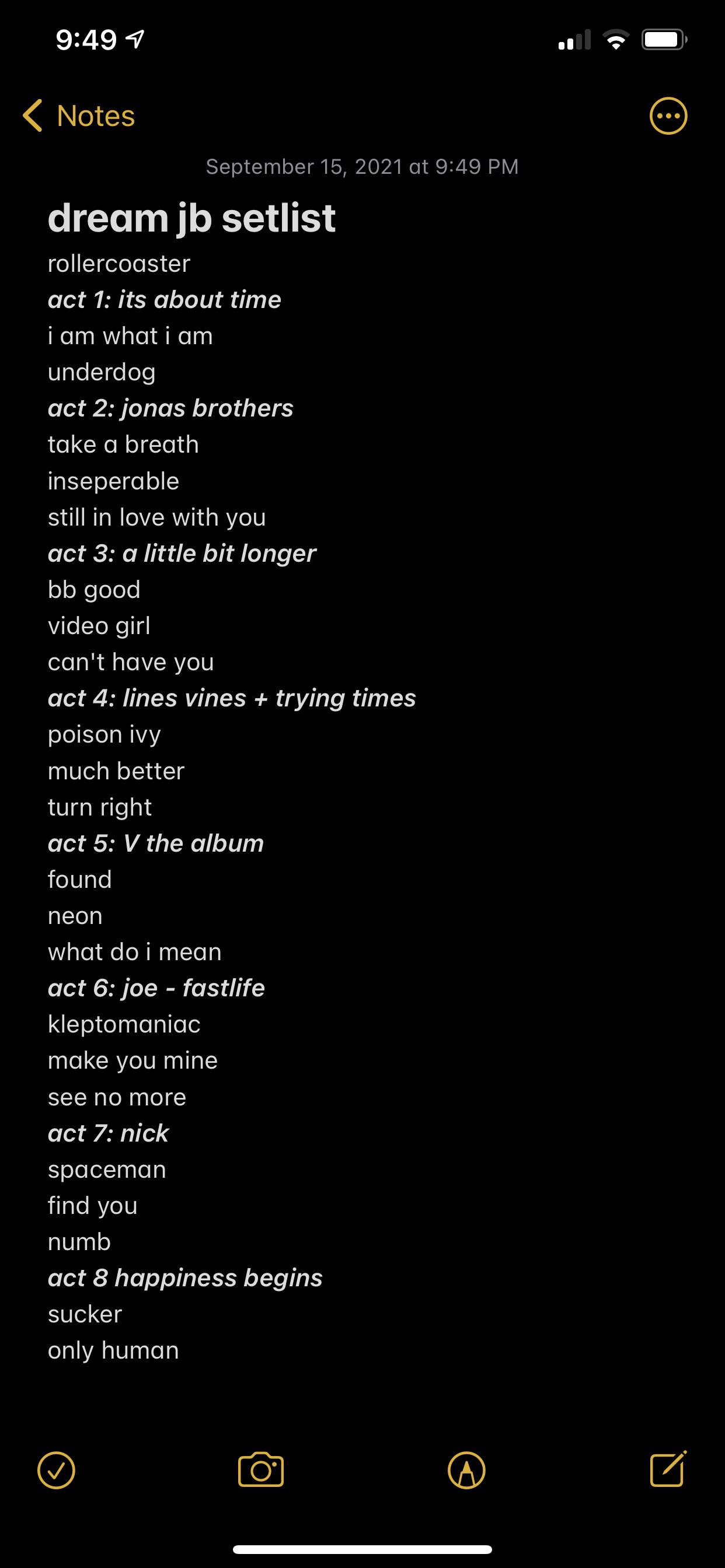 jonas brothers setlist