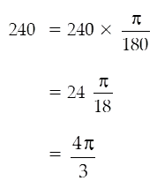 240 degrees to radians