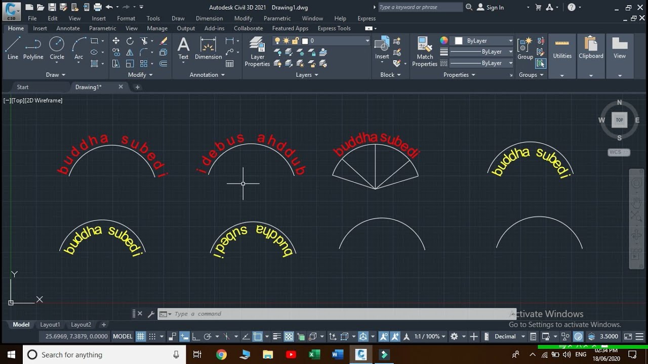 how to curve text in autocad 2023