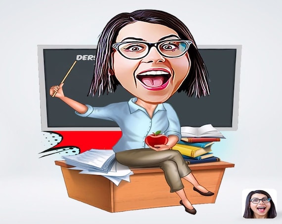 teacher drawing cartoon