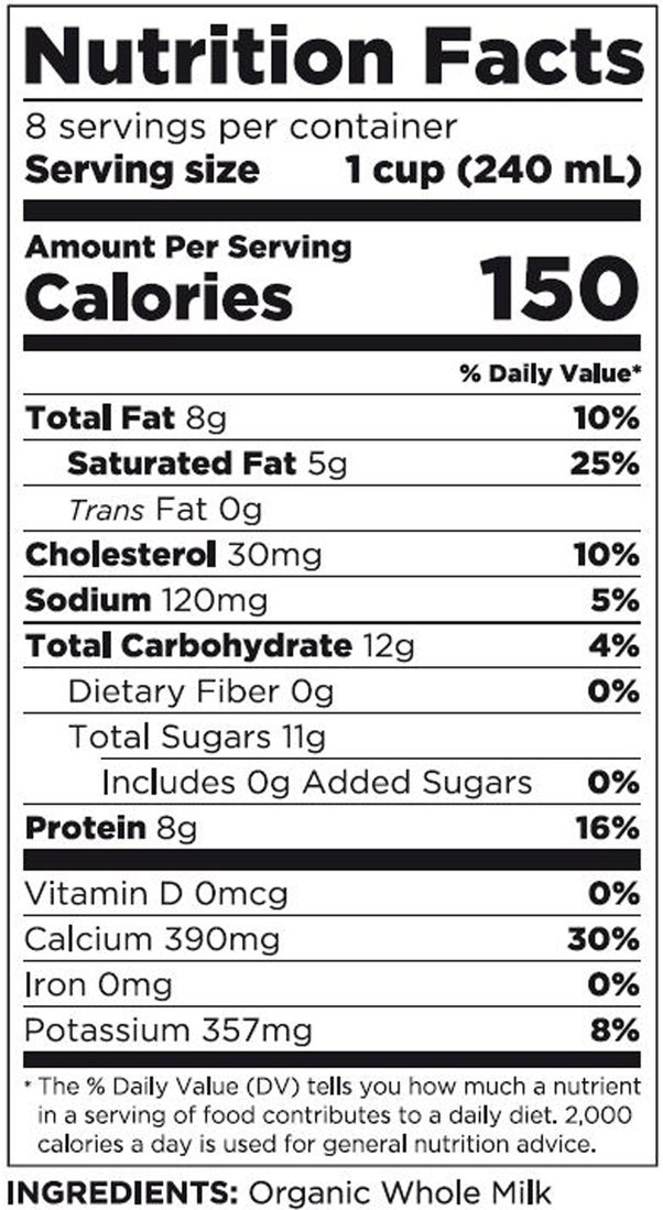 250ml full cream milk calories