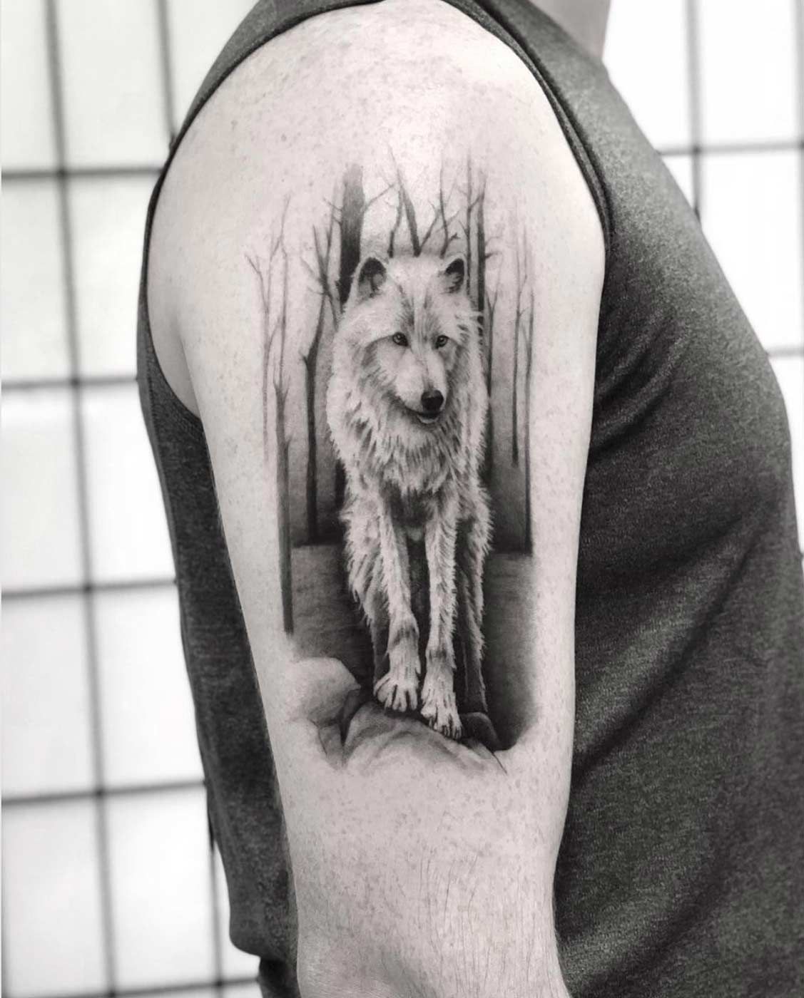 white wolf tattoo