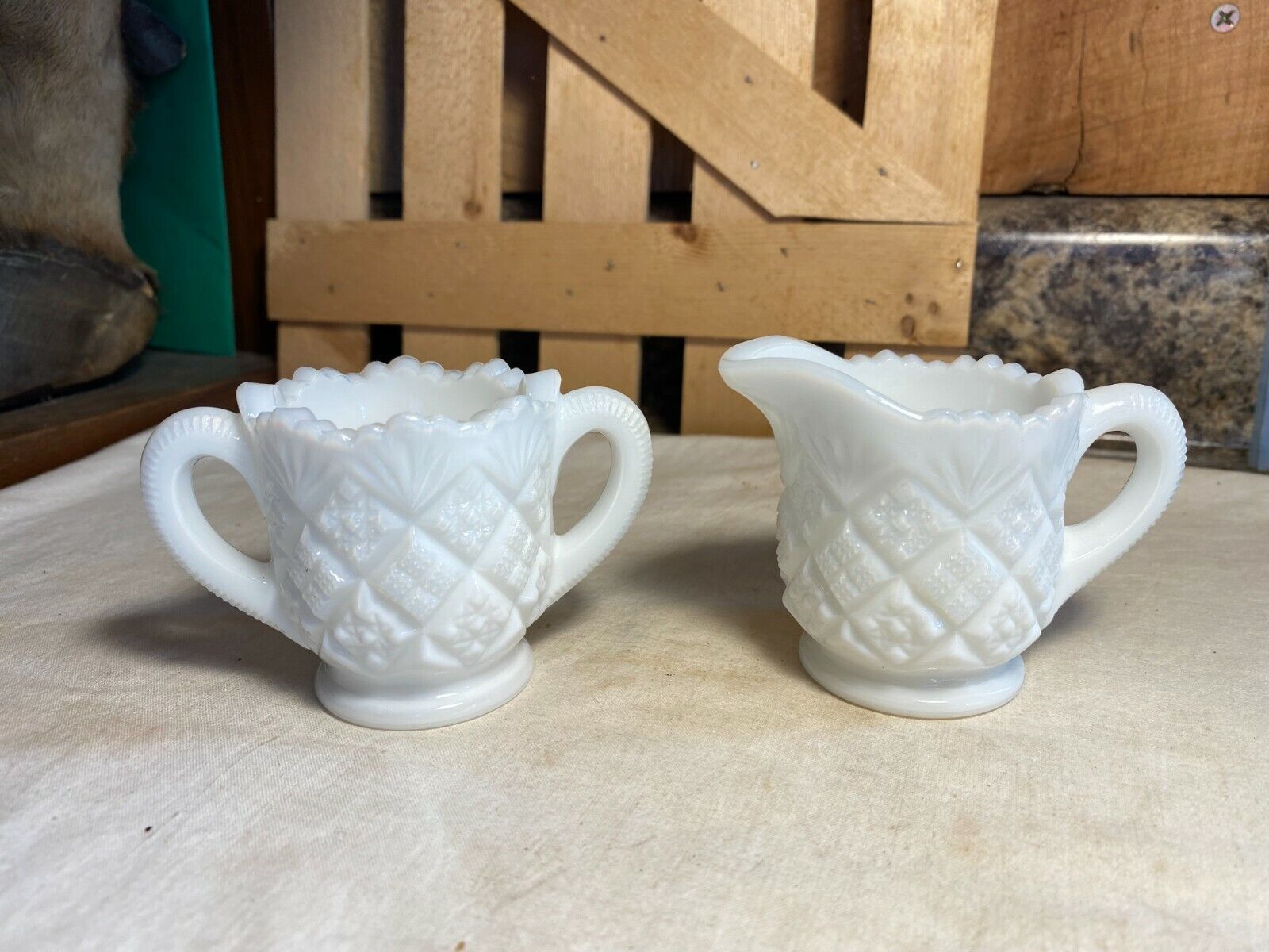 westmoreland milk glass sugar and creamer