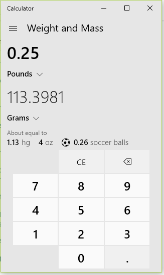 half pound into grams