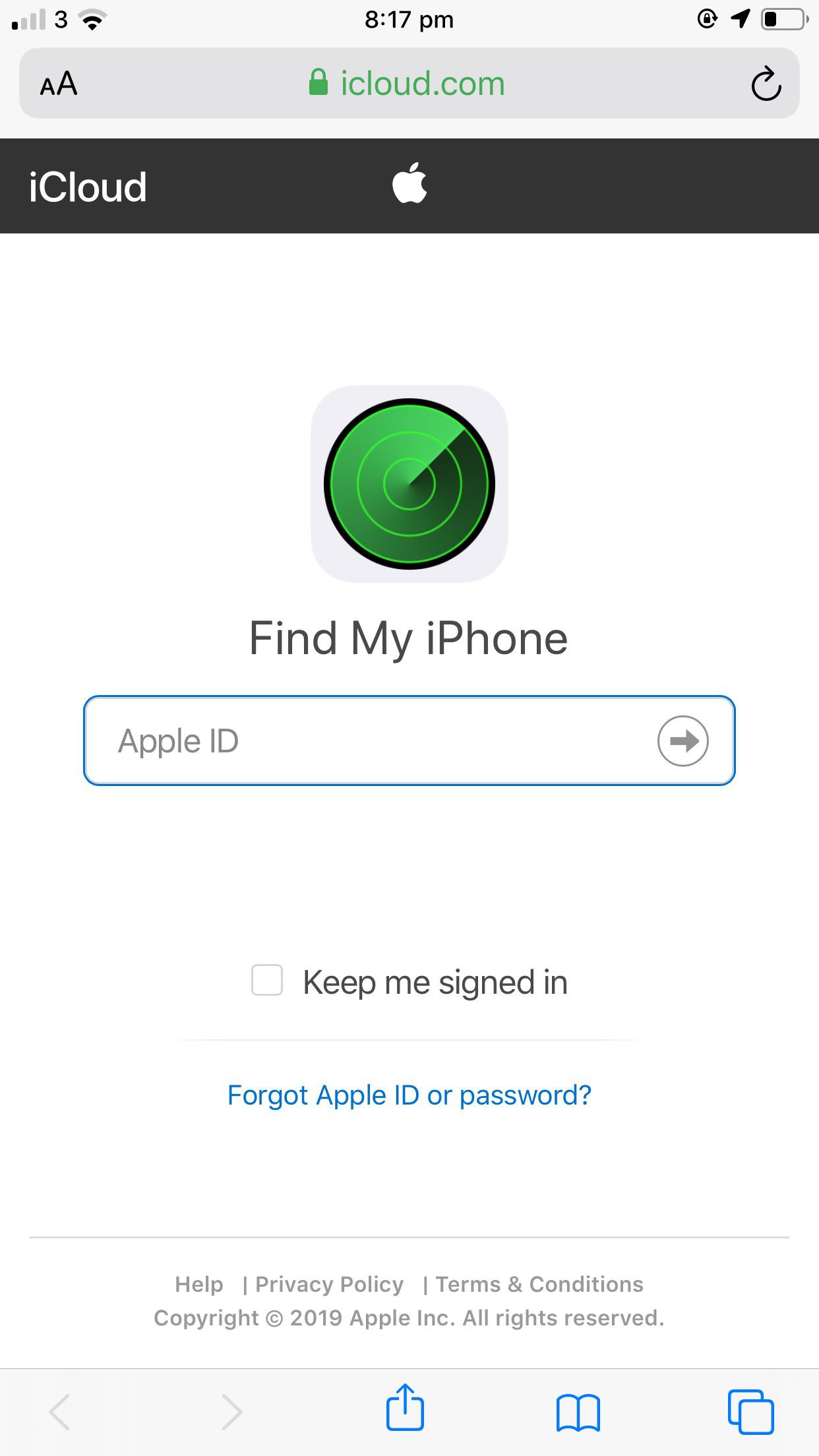 icloud find iphone