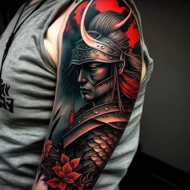 samurai japanese sleeve tattoo