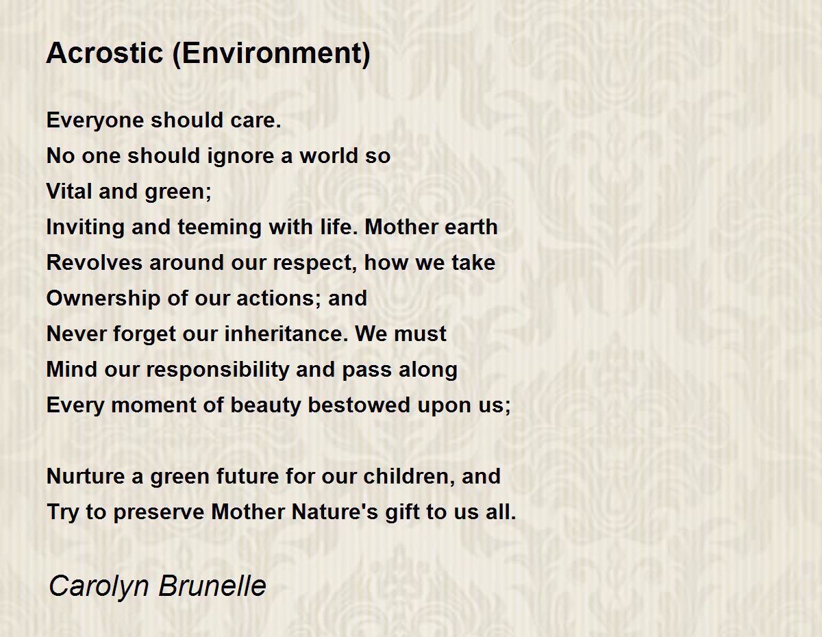 acrostic poem on environment