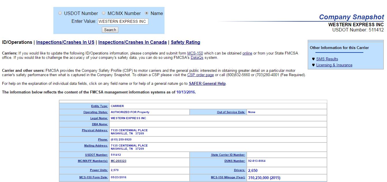 fmcsa carrier snapshot