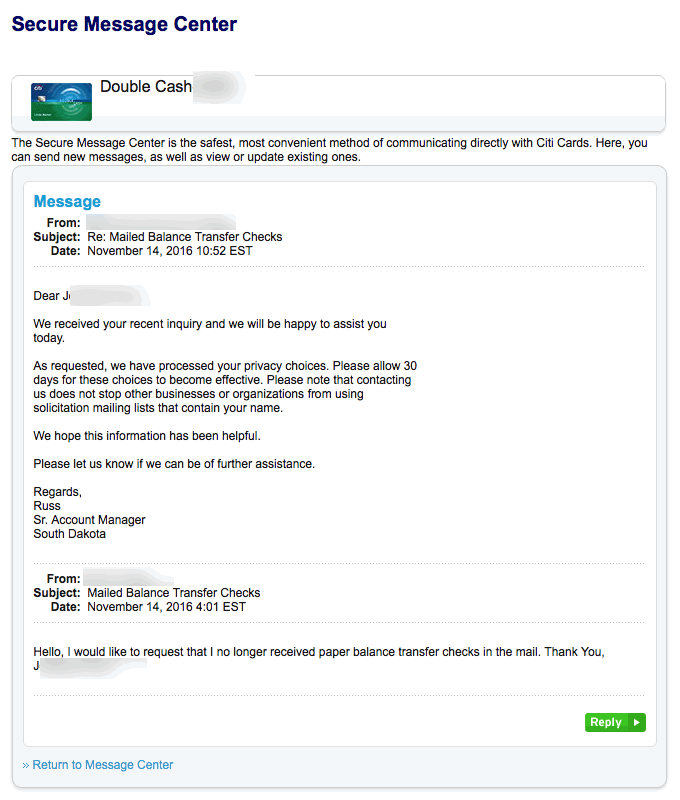 citibank balance transfer checks