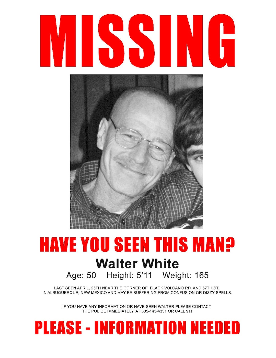 missing walter white poster