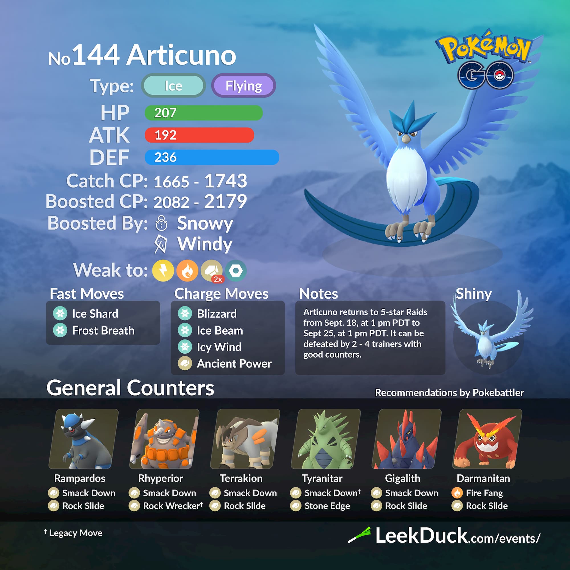 articuno weakness