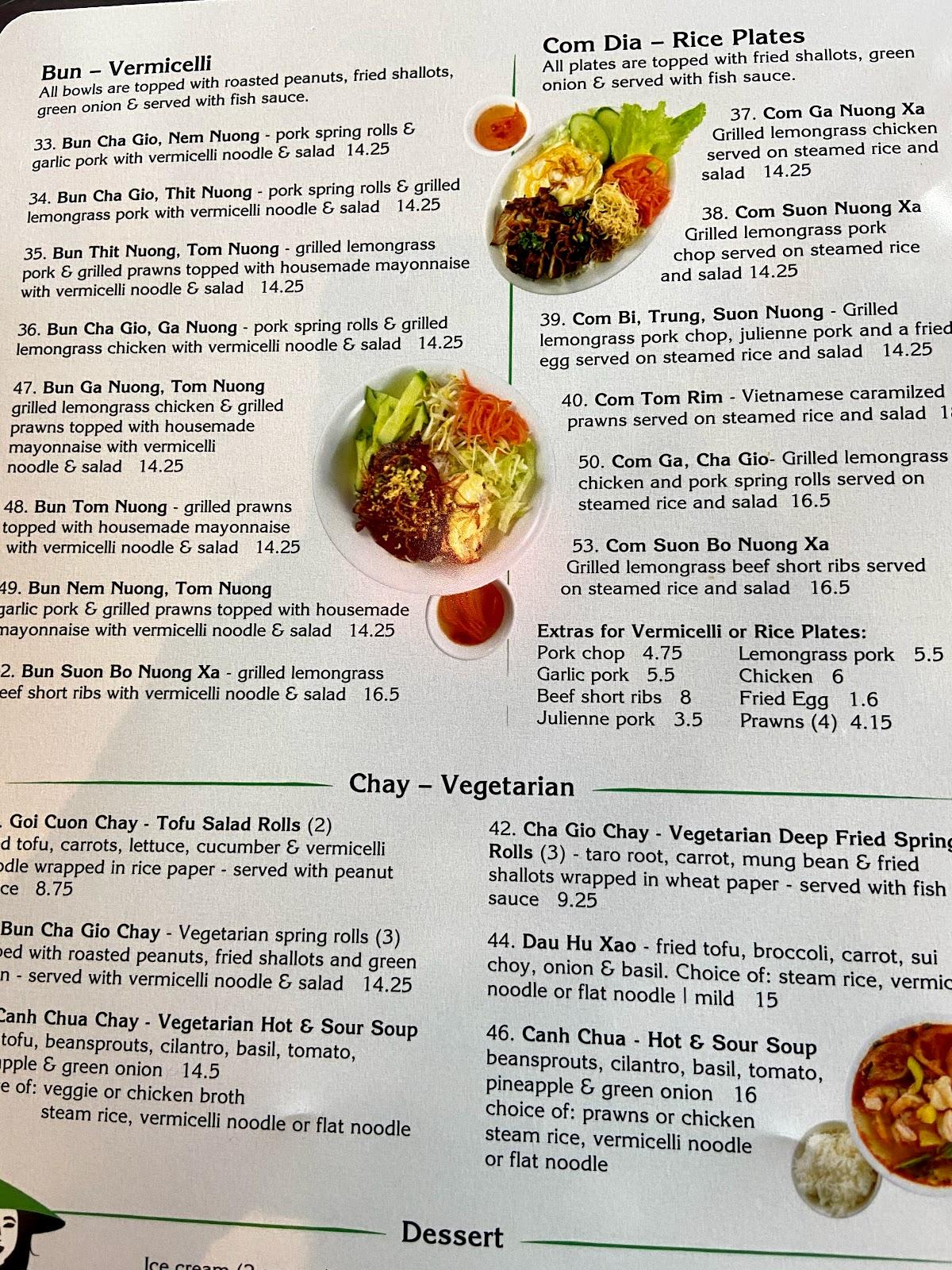 pho vy vietnamese restaurant menu