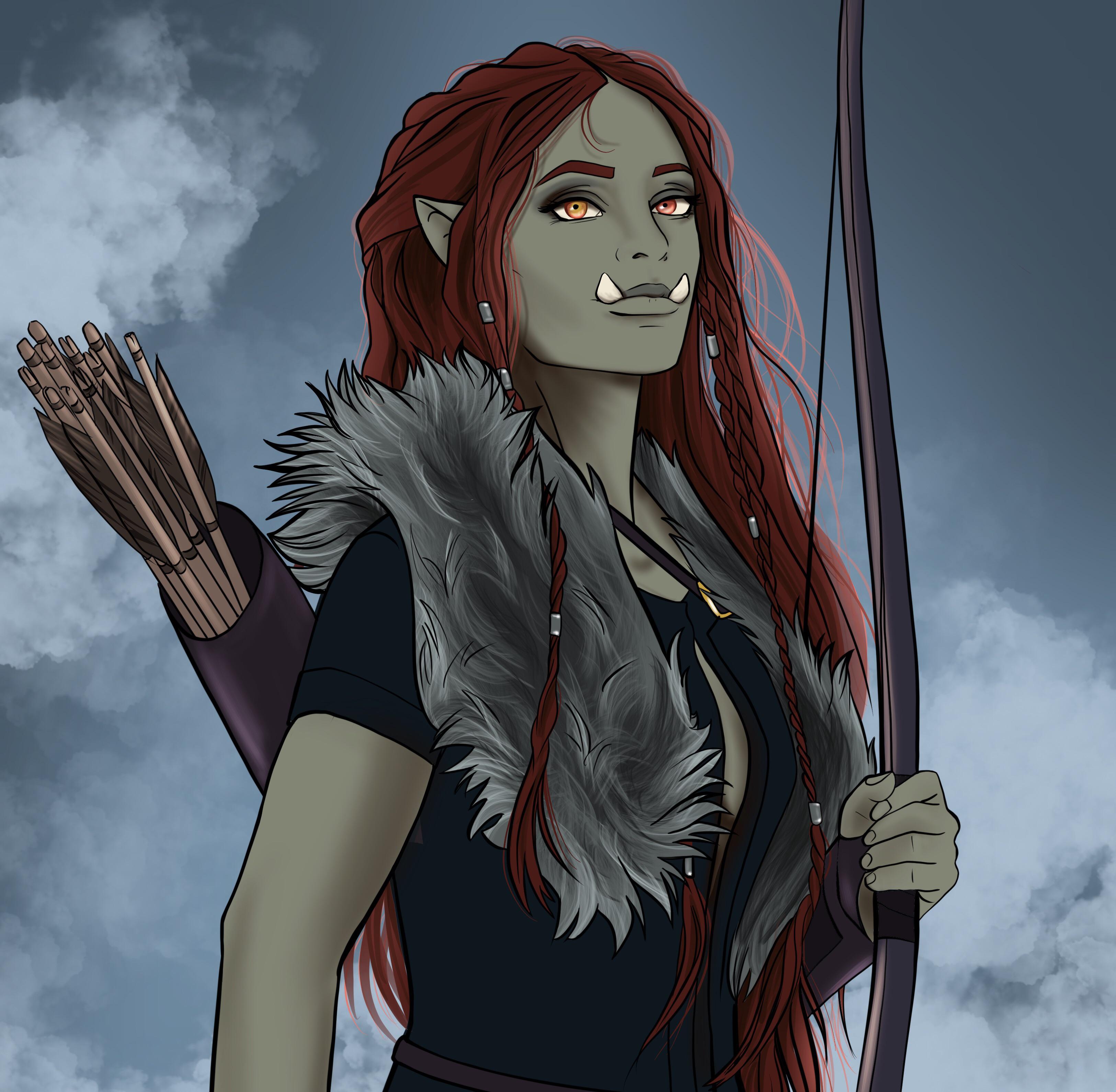 beautiful half orc female art