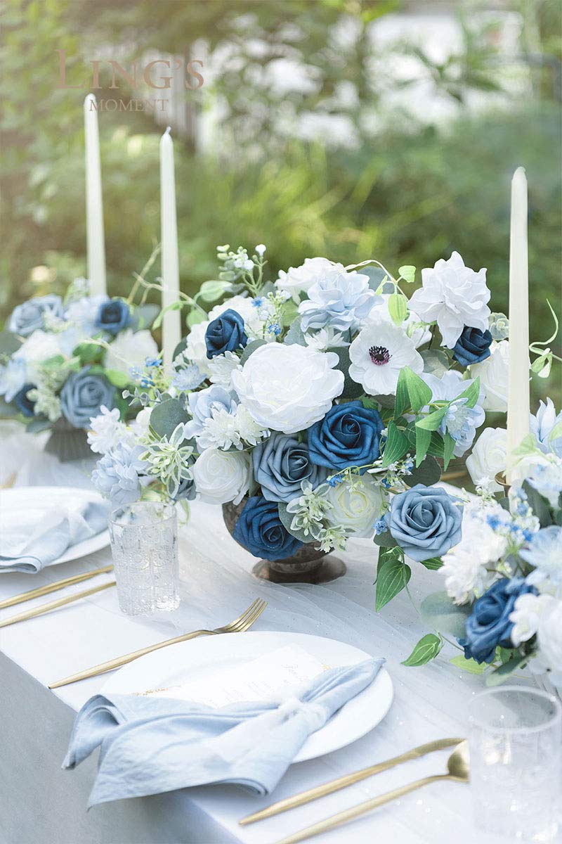 wedding blue centerpieces