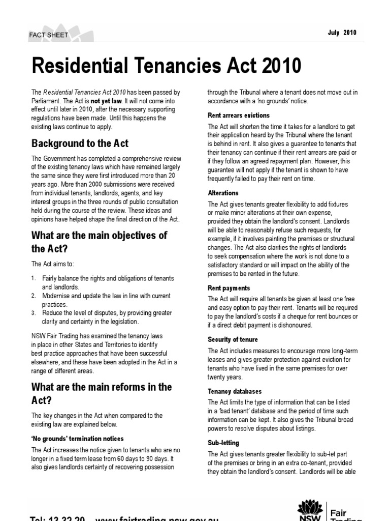 residential tenancies act 2010