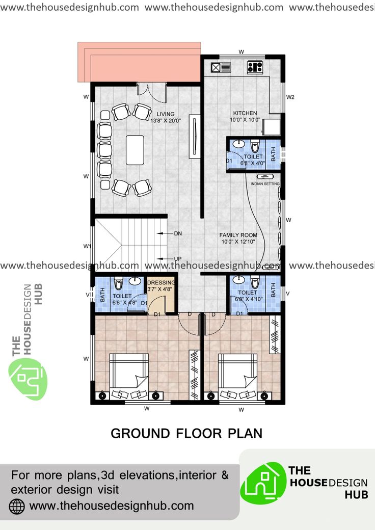 2bhk house plan with staircase