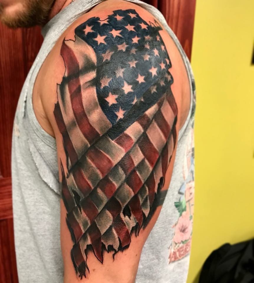 wavy flag tattoo