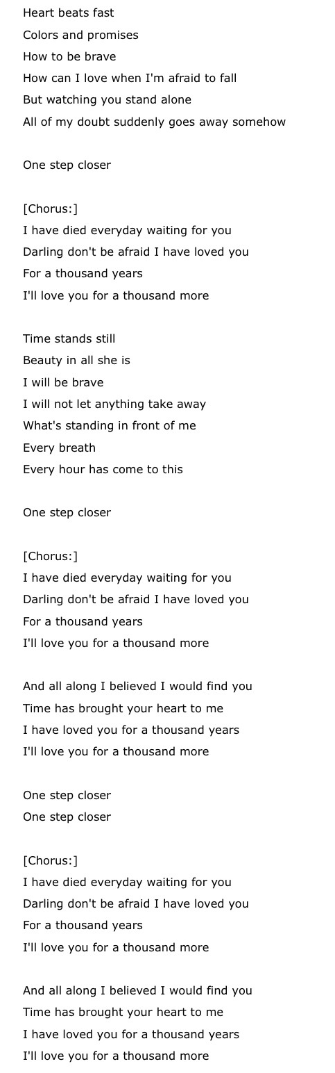 thousand years christina perri lyrics