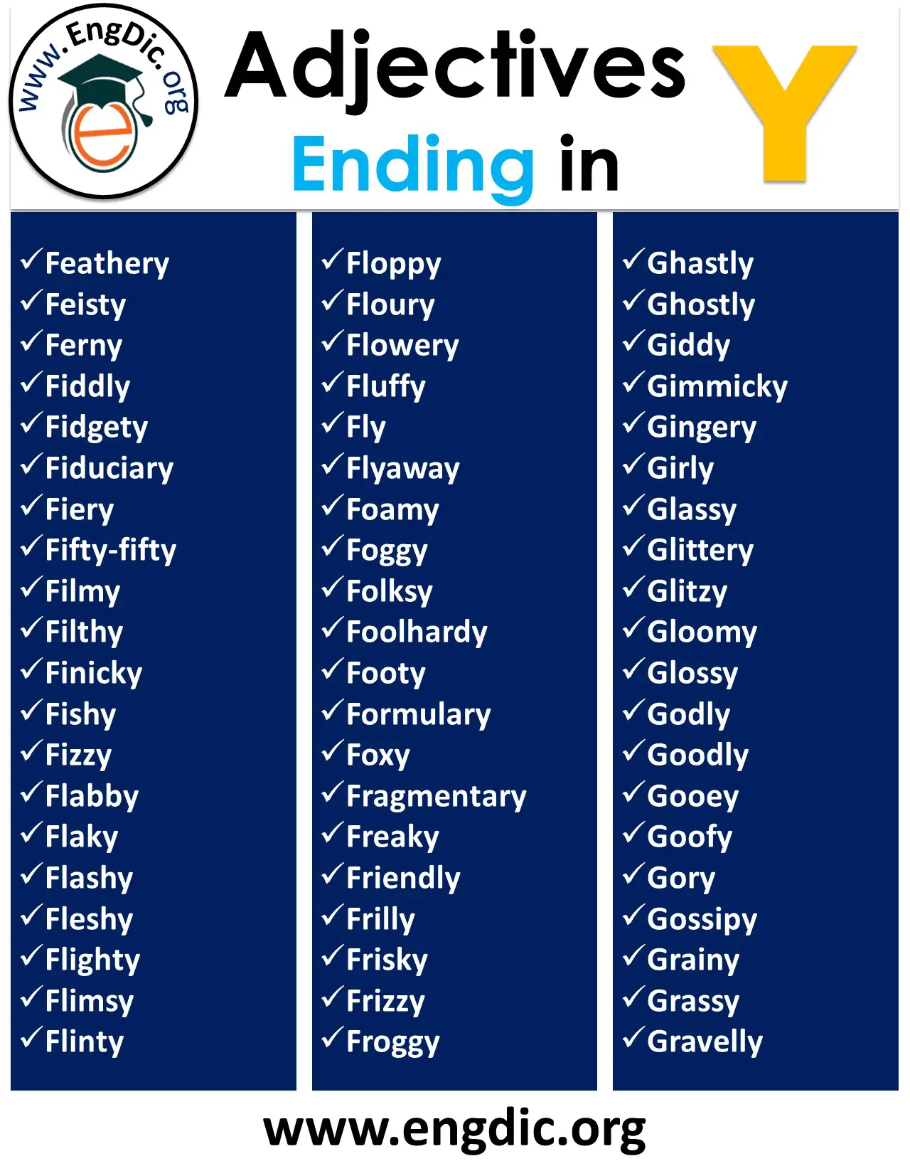 6 letter words ending in y