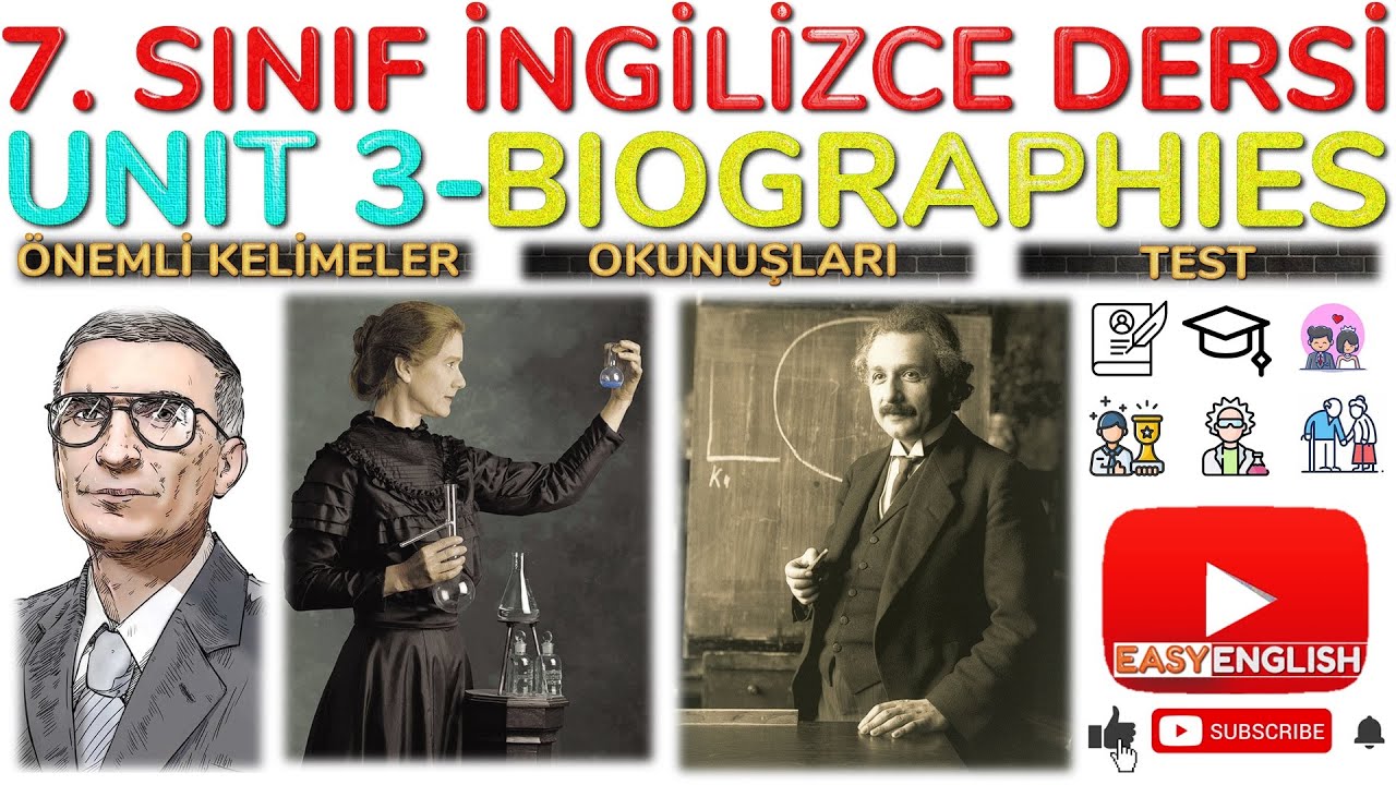 7 sınıf ingilizce 3 ünite testleri biographies