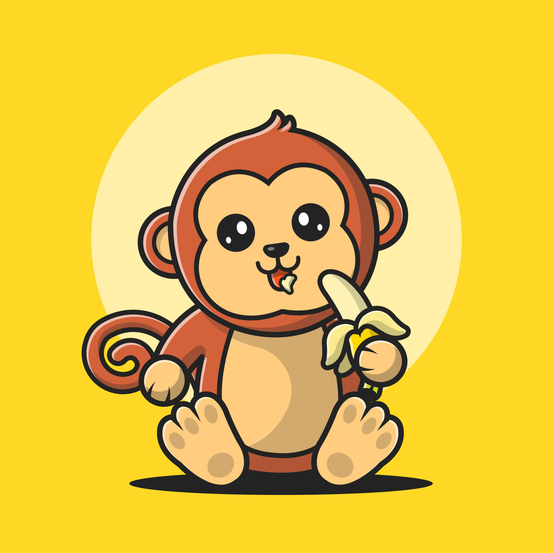 monkey eating banana cartoon