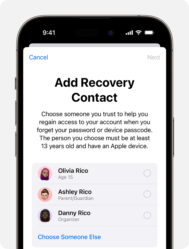 apple recovery account