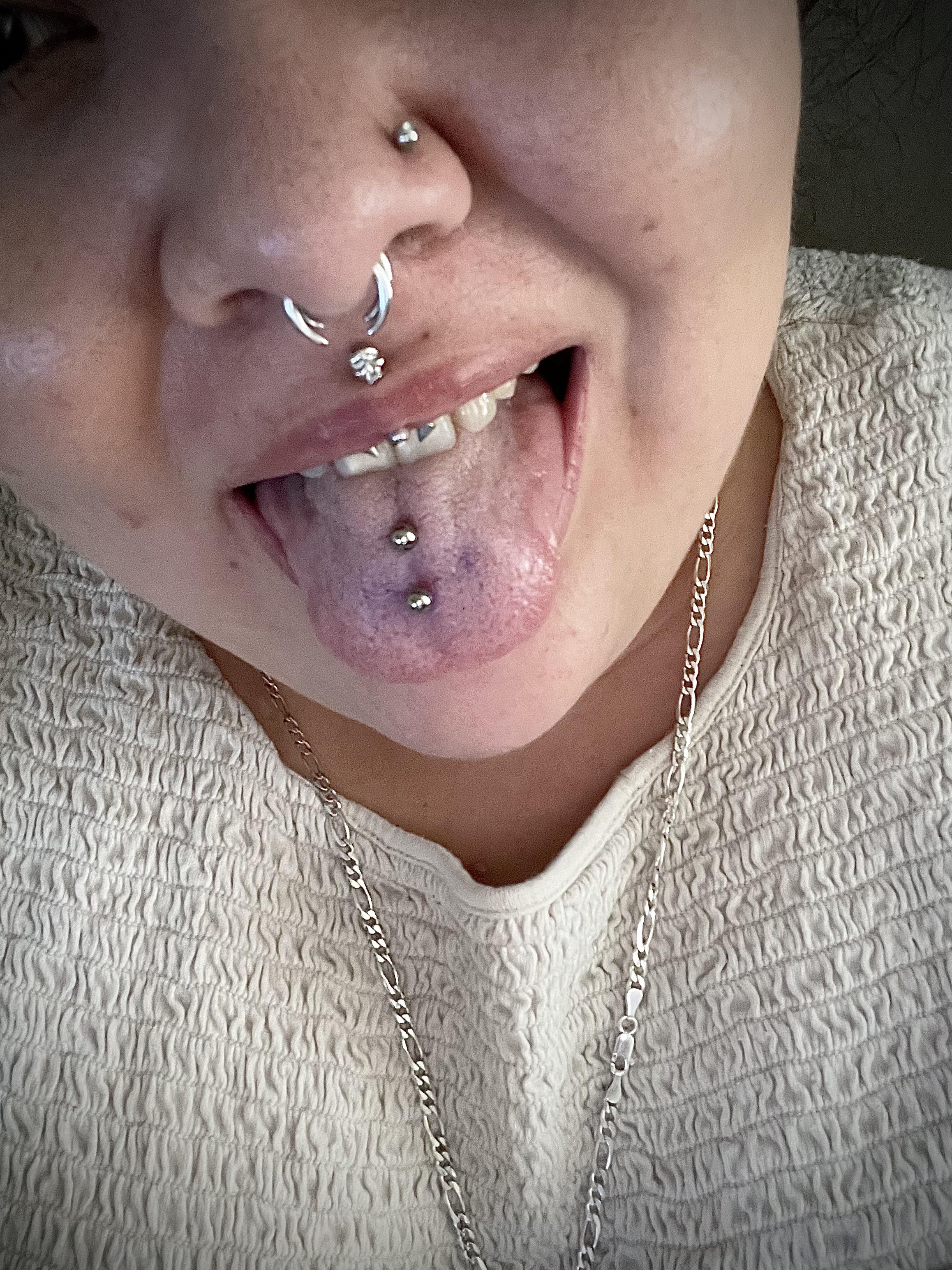 tongue double piercing