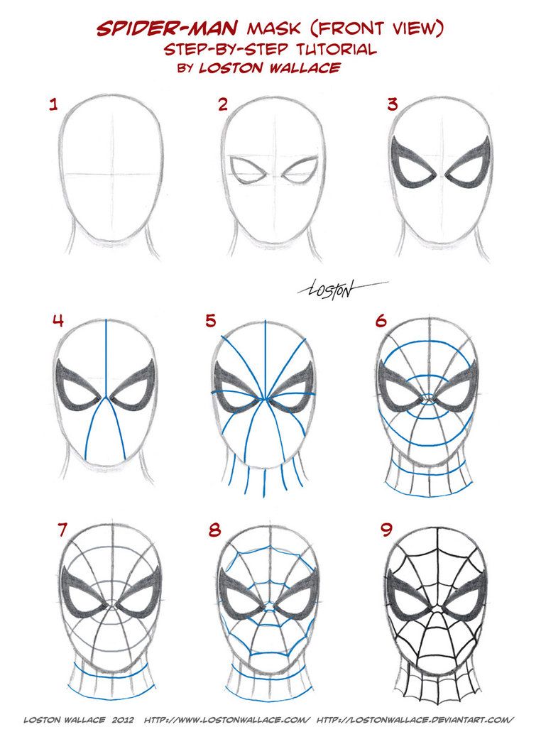 spiderman face sketch