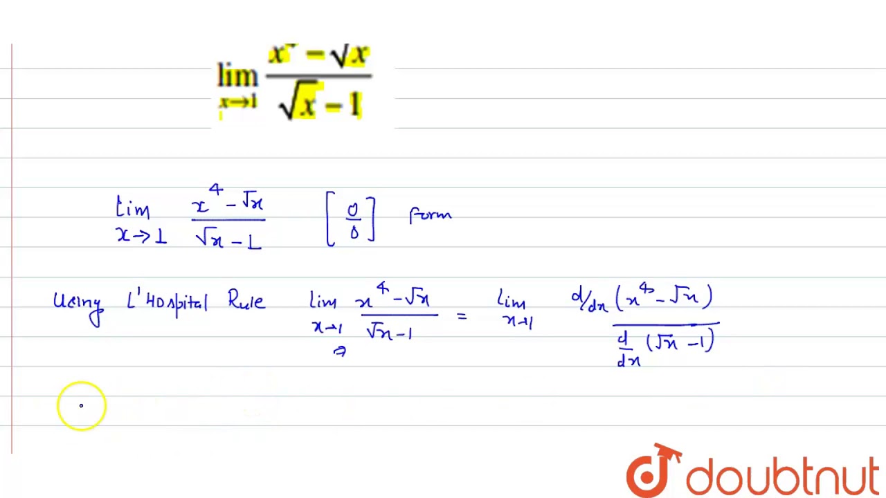 lim x 1 x 4 sqrt x sqrt x 1