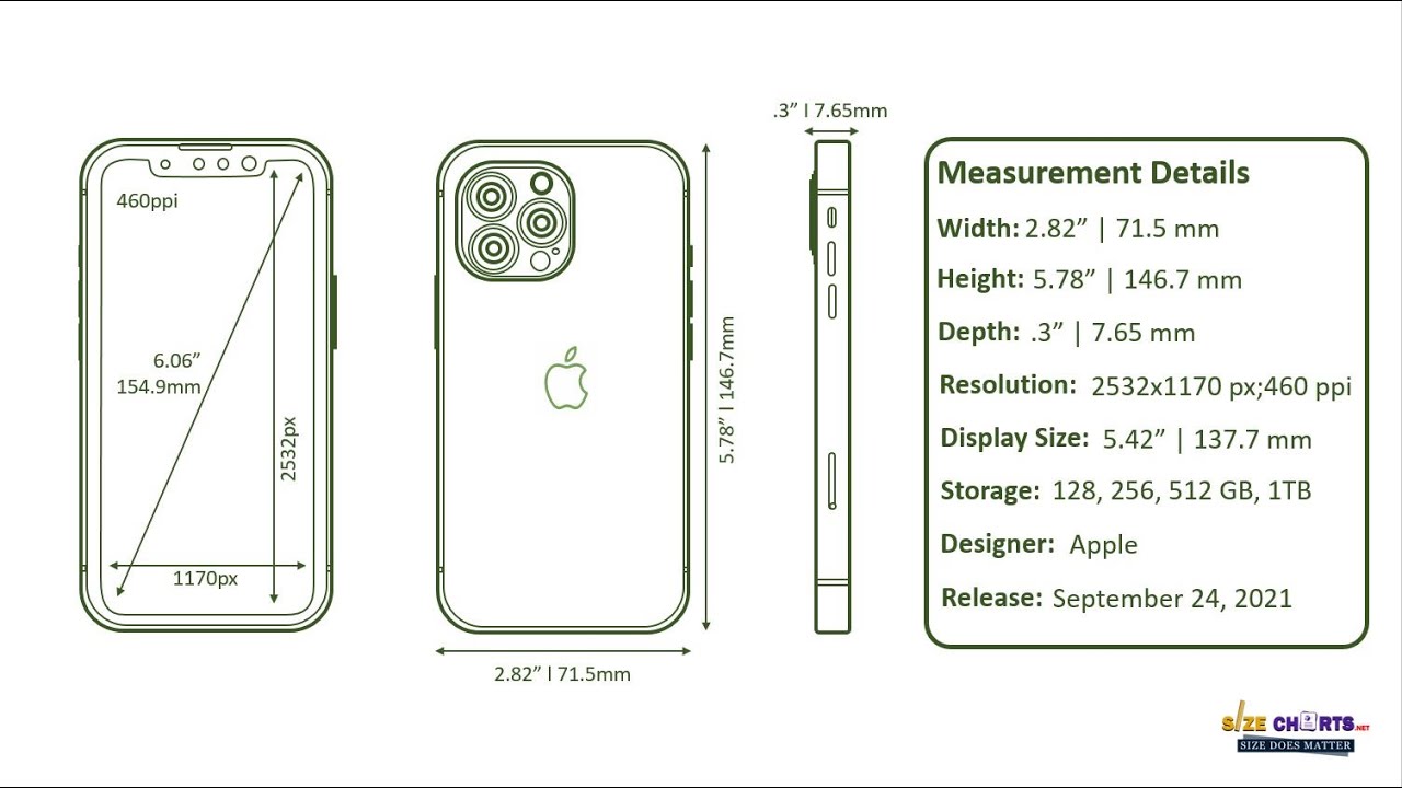 iphone 13 pro max dimensions cm