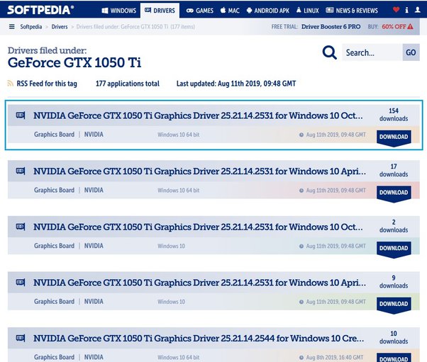 nvidia geforce gtx 1050 2gb driver windows 10
