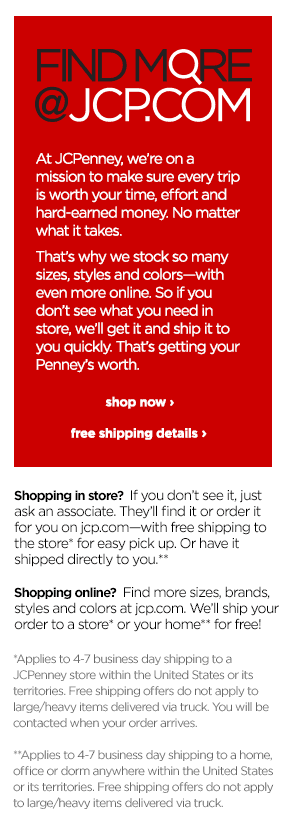 how to ship to store jcpenney