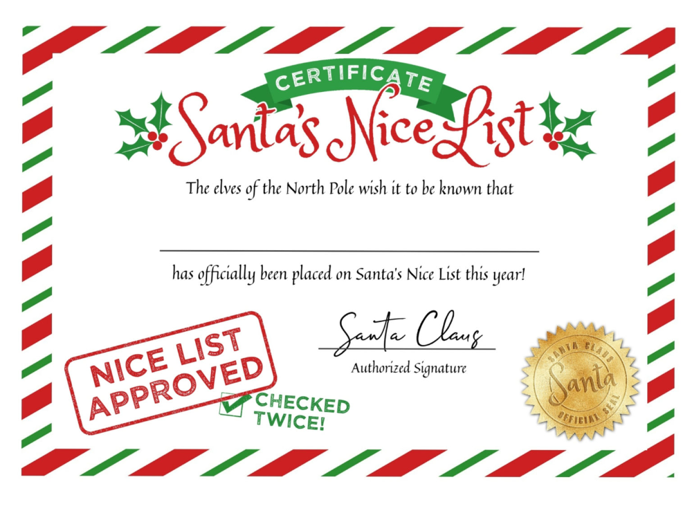 santa nice list template