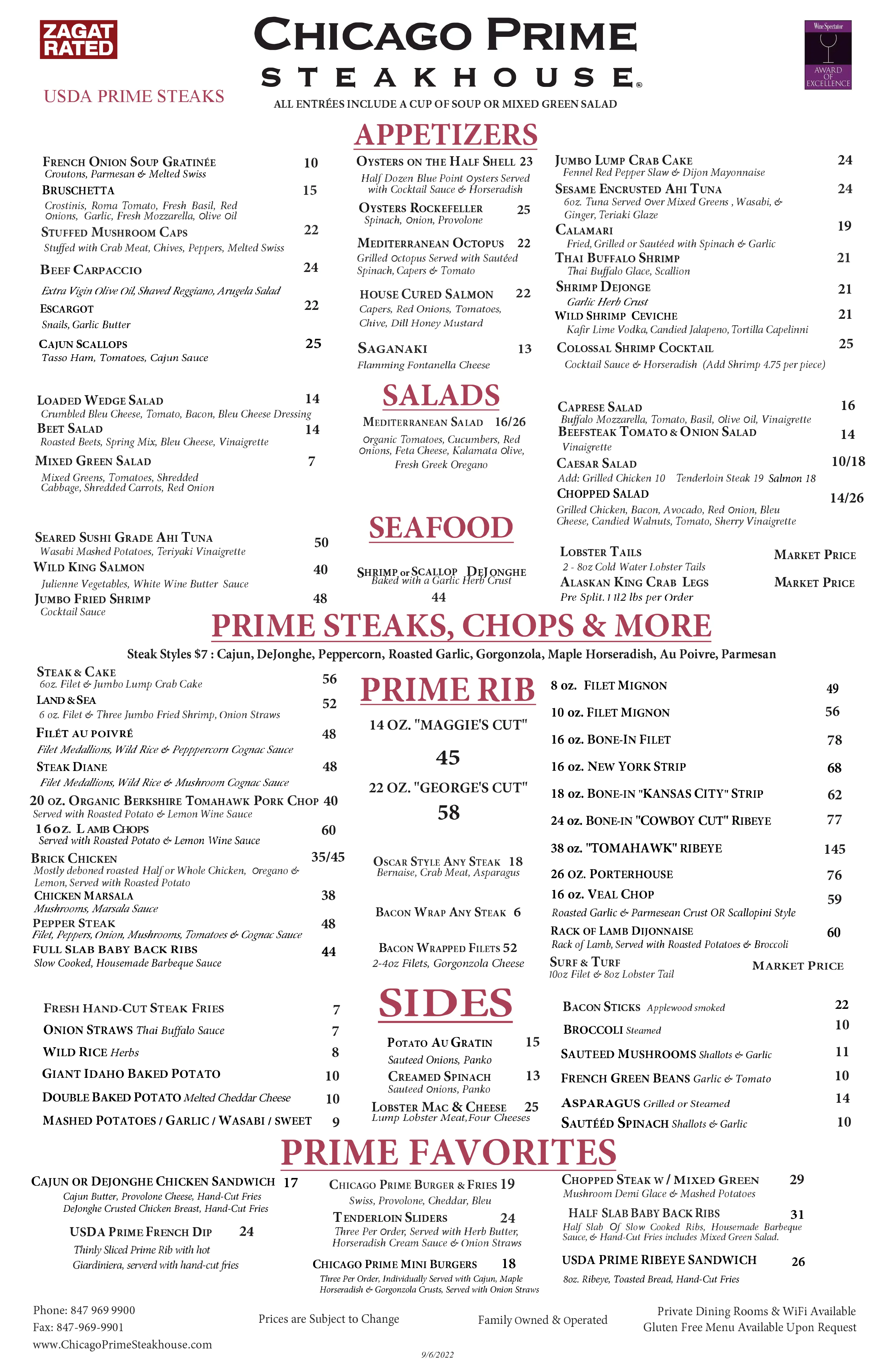 prime steakhouse hillsdale menu