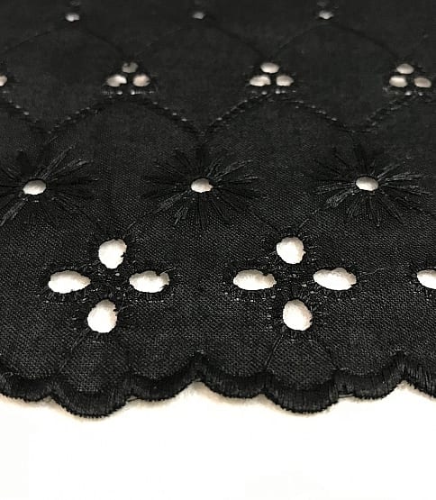 black broderie anglaise fabric