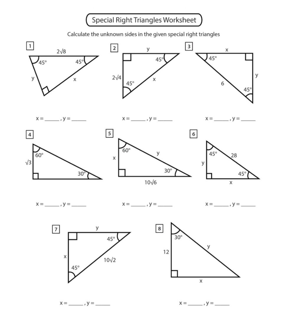 identify the right triangles answer key