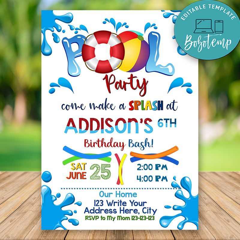 swimming pool party invitations