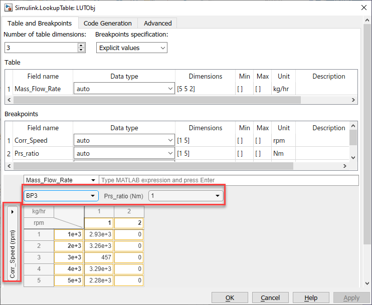 matlab table