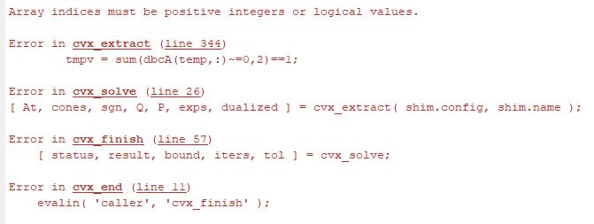 array indices must be positive integers or logical values.