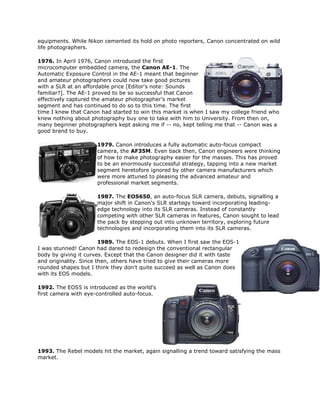 canon digital slr history