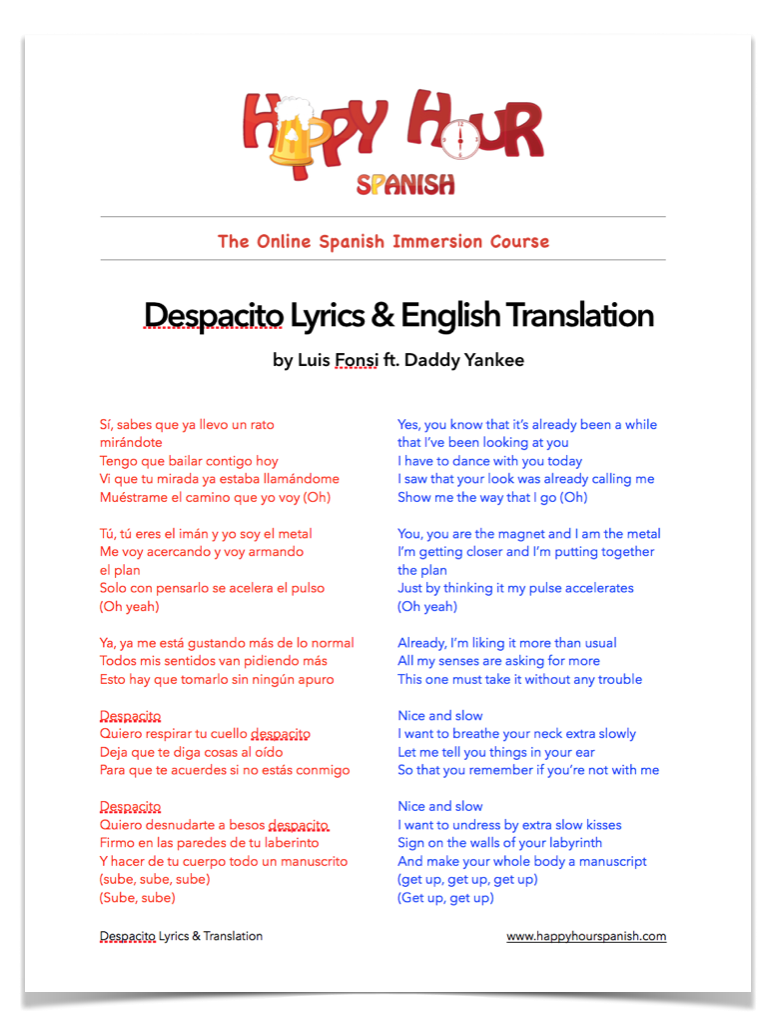 despacito in english lyrics