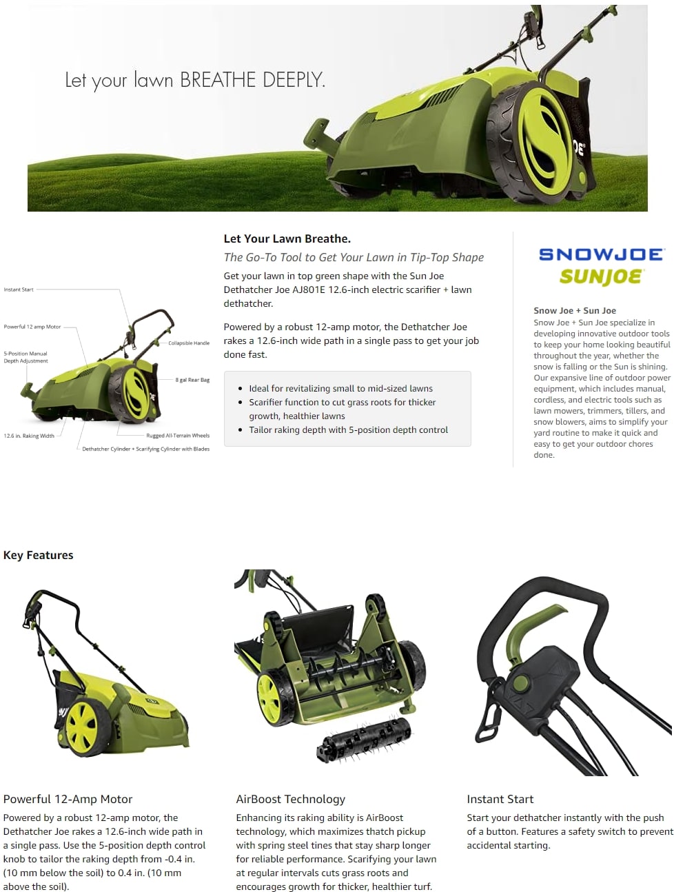 sun joe scarifier settings